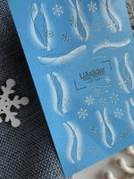 Snowflake & Ribbon Wave Nail Decals — Silver Foil Winter | CF - 784 - UASLIDER