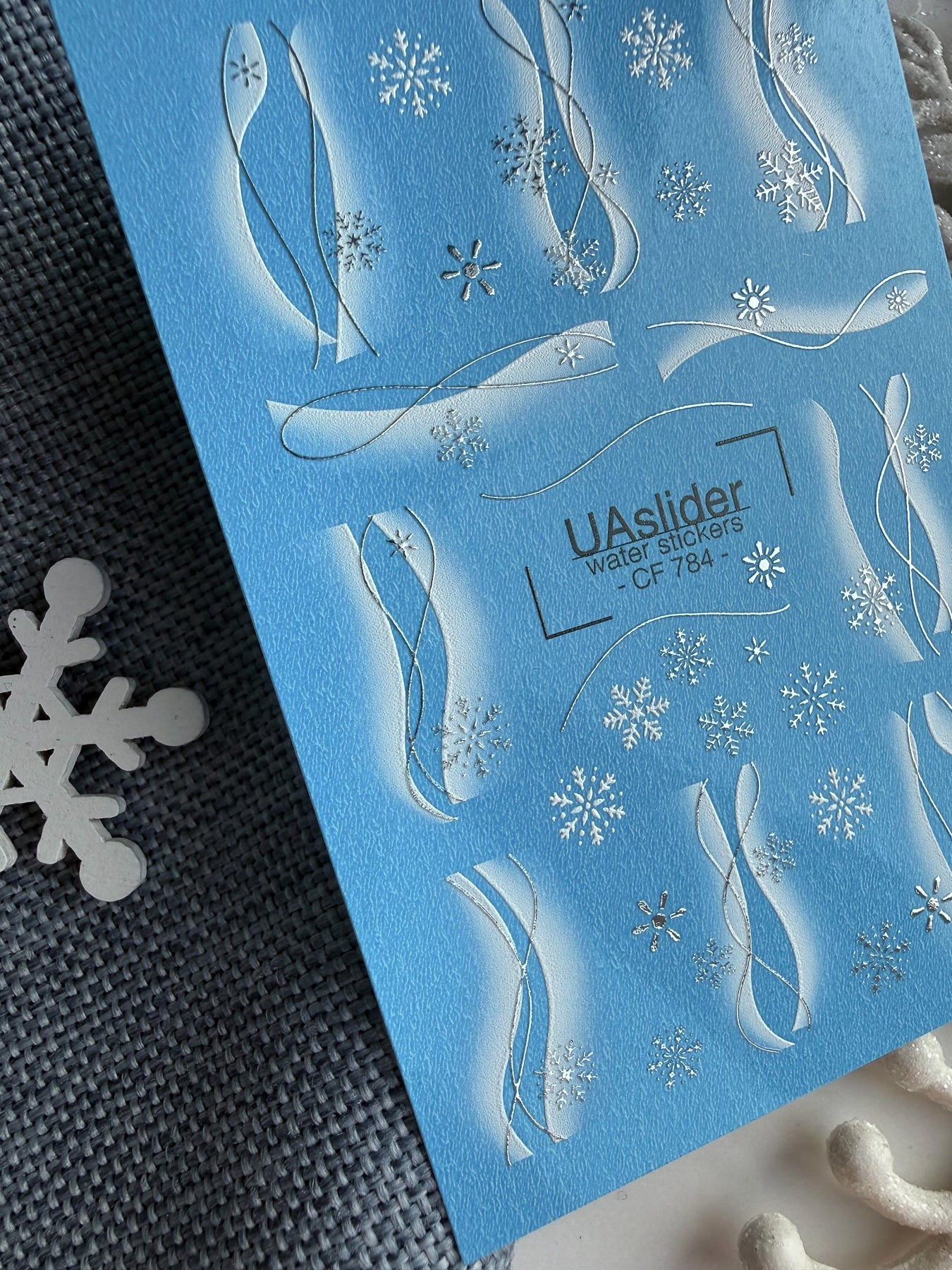 Snowflake & Ribbon Wave Nail Decals — Silver Foil Winter | CF - 784 - UASLIDER