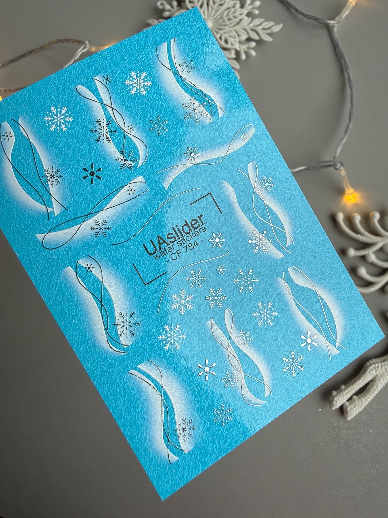 Snowflake & Ribbon Wave Nail Decals — Silver Foil Winter | CF - 784 - UASLIDER