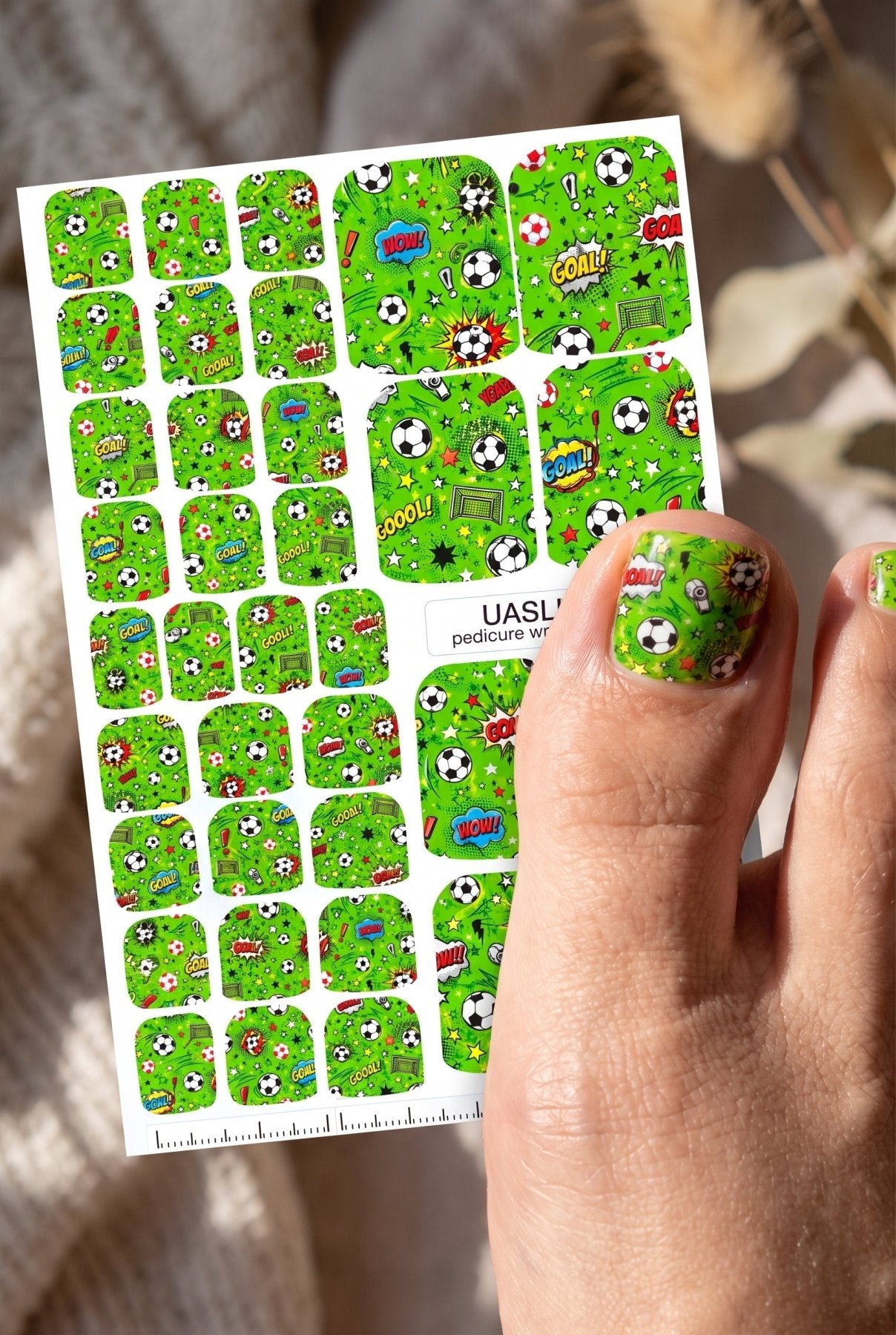 Soccer Pedicure Wraps — Green Sports Graphic | pw-319 - UASLIDER