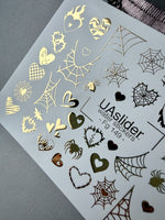 Spider Web Heart Nail Decals — Gold Foil Gothic Mix | Fg - 149 - UASLIDER