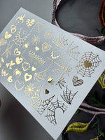 Spider Web Heart Nail Decals — Gold Foil Gothic Mix | Fg - 149 - UASLIDER