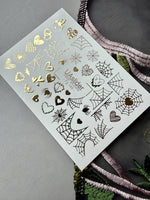 Spider Web Heart Nail Decals — Gold Foil Gothic Mix | Fg - 149 - UASLIDER