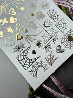 Spider Web Heart Nail Decals — Gold Foil Gothic Mix | Fg - 149 - UASLIDER