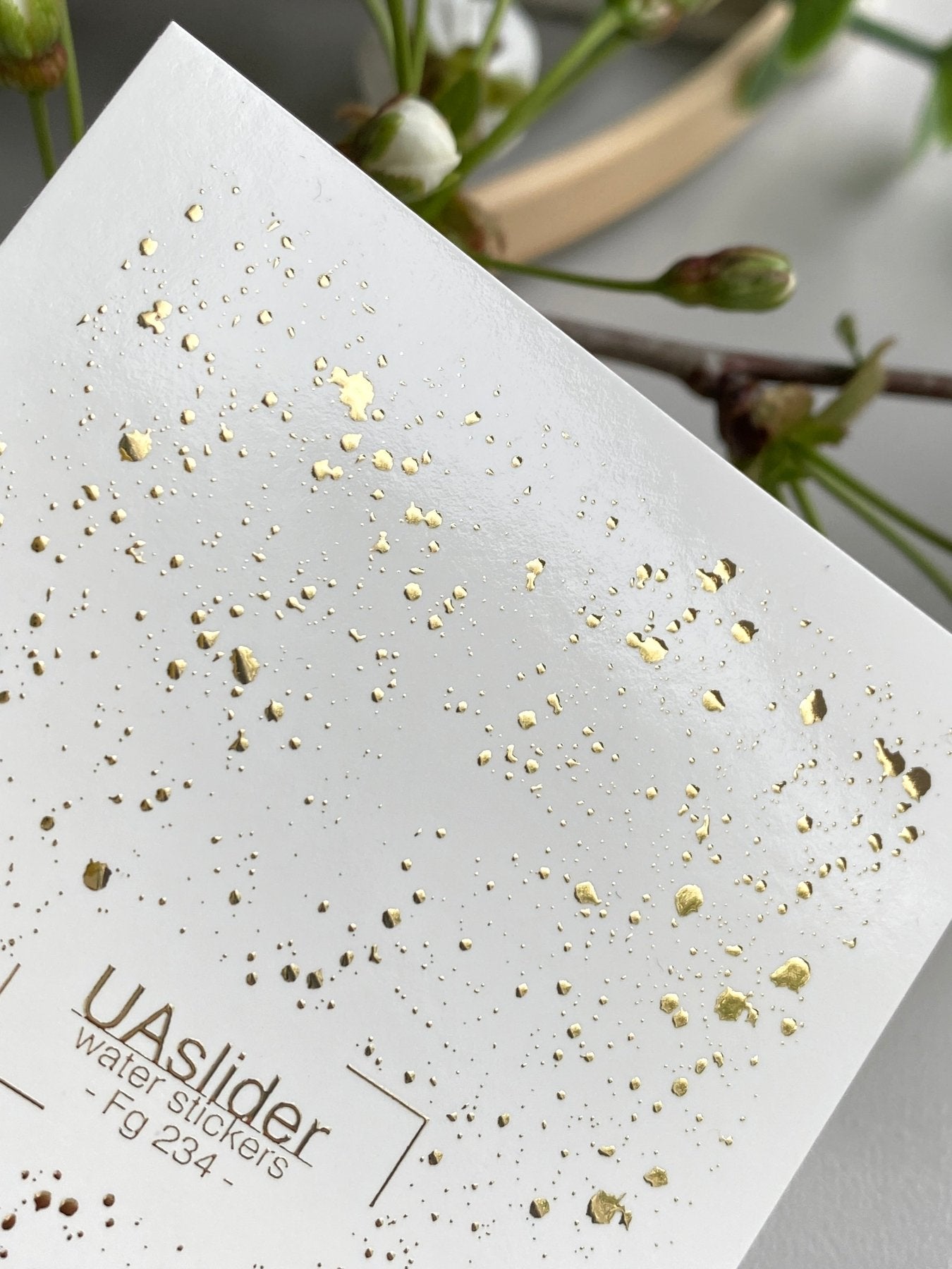 Splatter Nail Decals — Gold Foil Paint Splash | Fg - 234 - UASLIDER