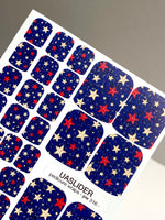 Starry Blue Pedicure Nail Wraps — Red & Beige Stars | pw-316 - UASLIDER