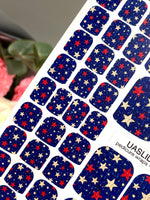 Starry Blue Pedicure Nail Wraps — Red & Beige Stars | pw-316 - UASLIDER