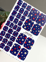 Starry Blue Pedicure Nail Wraps — Red & Beige Stars | pw-316 - UASLIDER