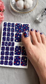 Starry Blue Pedicure Nail Wraps — Red & Beige Stars | pw-316 - UASLIDER