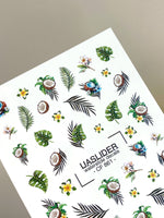 Summer Nail Decals — Tropical Coconuts, Palm Leaves & Plumeria | CF - 861 - UASLIDER