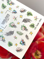 Summer Nail Decals — Tropical Coconuts, Palm Leaves & Plumeria | CF - 861 - UASLIDER