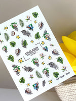 Summer Nail Decals — Tropical Coconuts, Palm Leaves & Plumeria | CF - 861 - UASLIDER