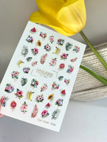 Summer Nail Decals — Tropical Fruits & Hibiscus with Gold Foil | CF - 866 - UASLIDER