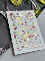 Summer Nail Decals — Watermelon, Pineapple & Flamingo | MC-057 - UASLIDER
