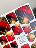 Tartan Pedicure Nail Wraps — Red Plaid & Golden Lines | MWC-043 - UASLIDER