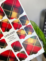 Tartan Pedicure Nail Wraps — Red Plaid & Golden Lines | MWC-043 - UASLIDER