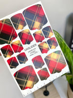 Tartan Pedicure Nail Wraps — Red Plaid & Golden Lines | MWC-043 - UASLIDER