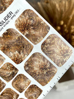 Taupe Floral Pedicure Wraps — Gold Foil Blooms | pwg-063 - UASLIDER