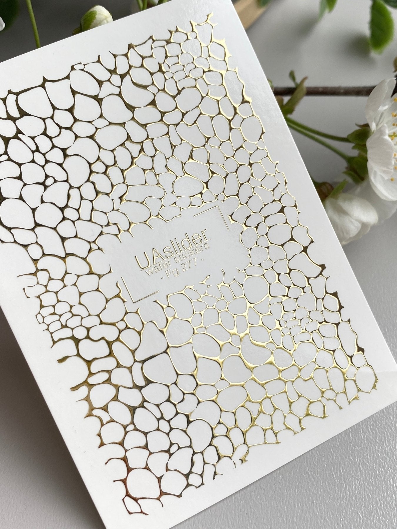 Texture Nail Decals — Gold Foil Pebble Cell Pattern | Fg - 277 - UASLIDER
