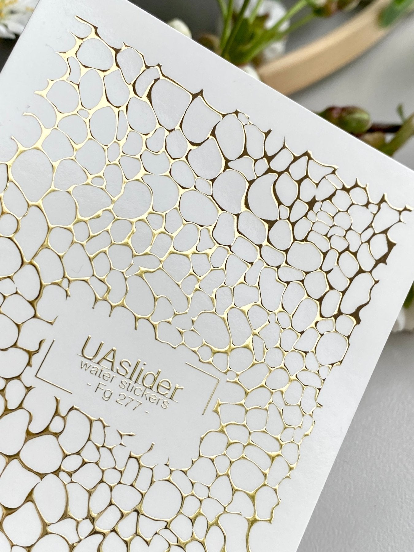 Texture Nail Decals — Gold Foil Pebble Cell Pattern | Fg - 277 - UASLIDER