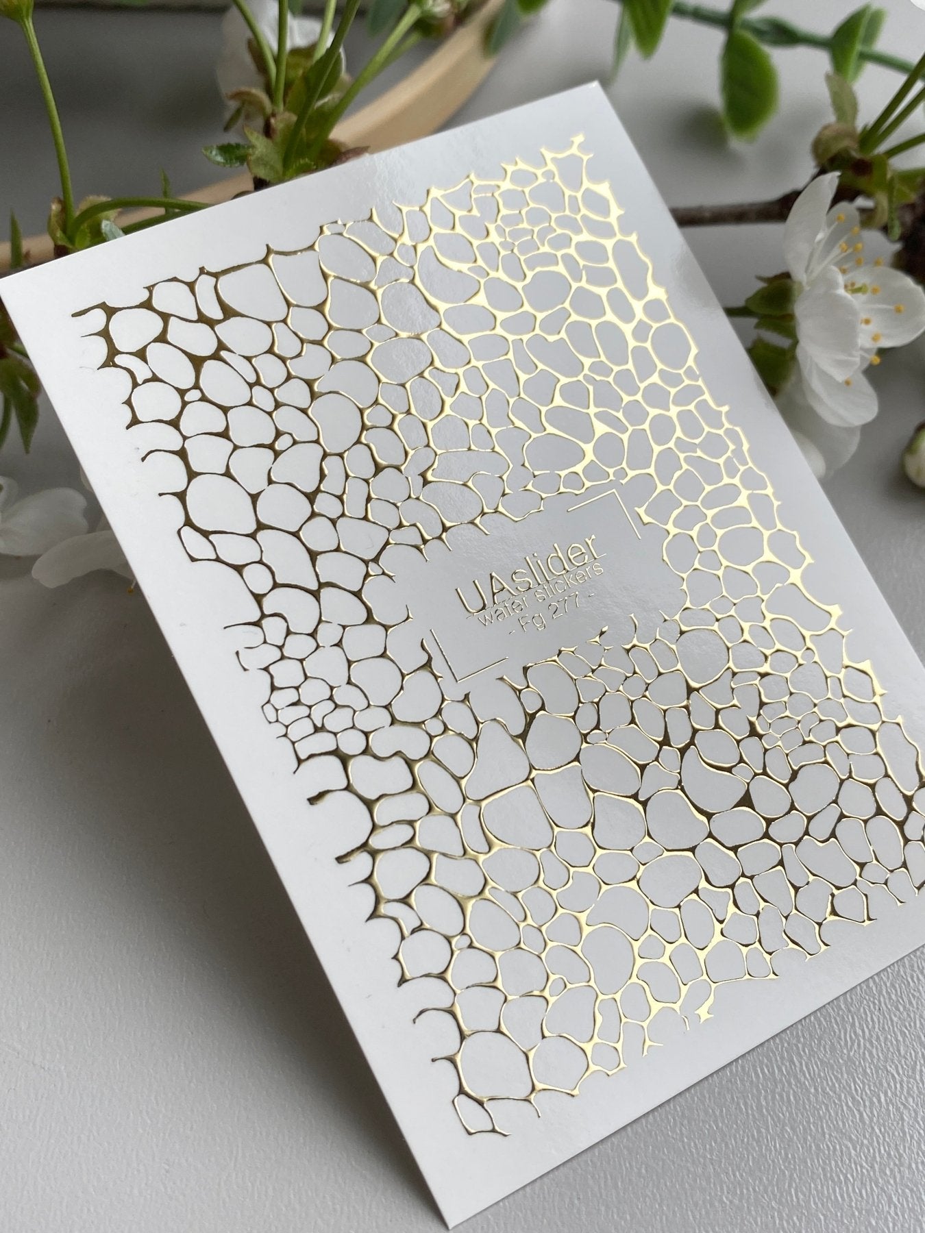 Texture Nail Decals — Gold Foil Pebble Cell Pattern | Fg - 277 - UASLIDER