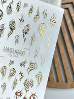 Tribal Nail Decals — Gold Foil Gothic Tattoo Designs | Fg - 334 - UASLIDER