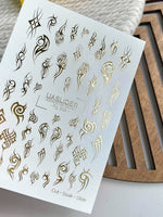 Tribal Nail Decals — Gold Foil Gothic Tattoo Designs | Fg - 334 - UASLIDER