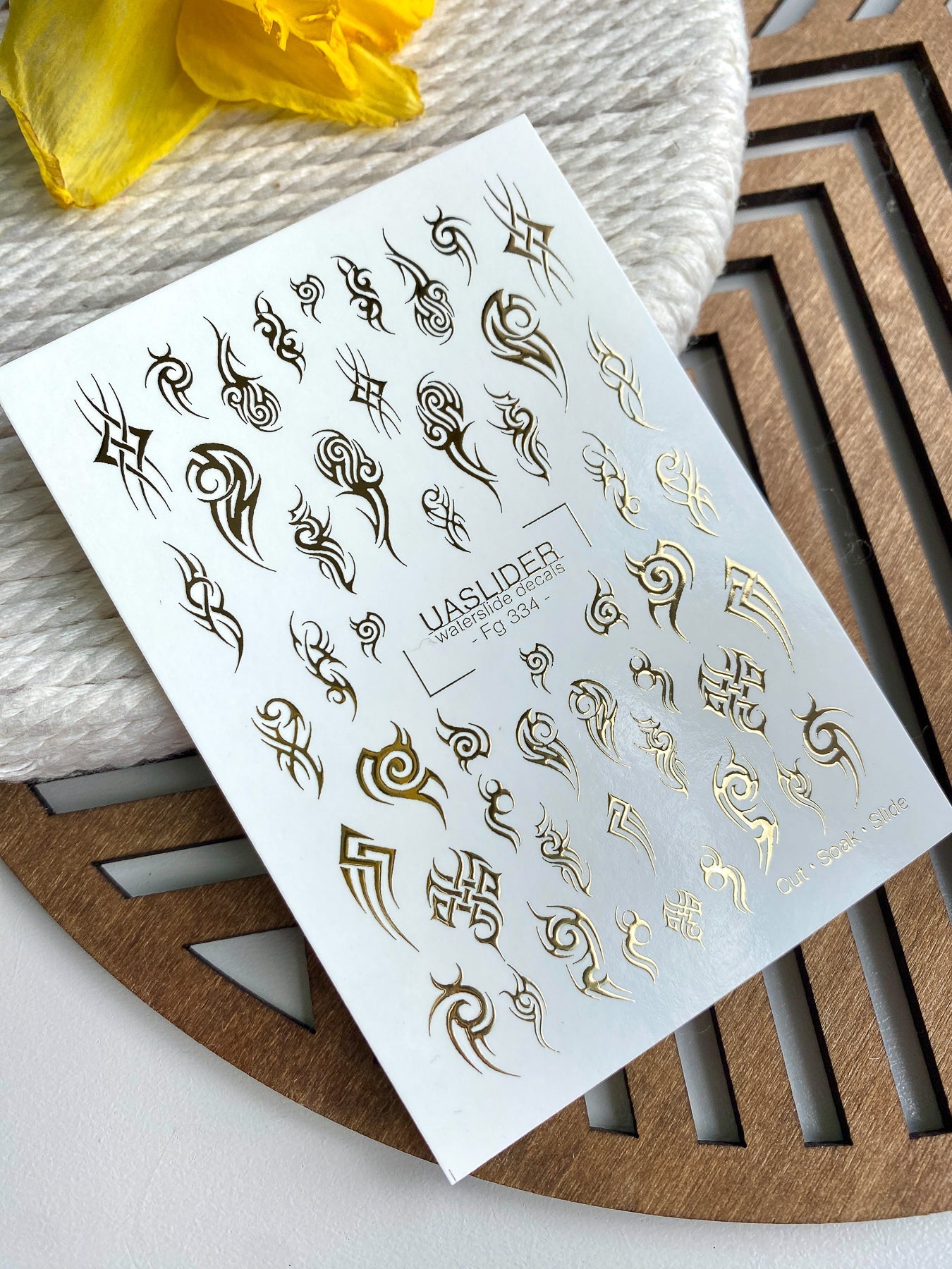 Tribal Nail Decals — Gold Foil Gothic Tattoo Designs | Fg - 334 - UASLIDER
