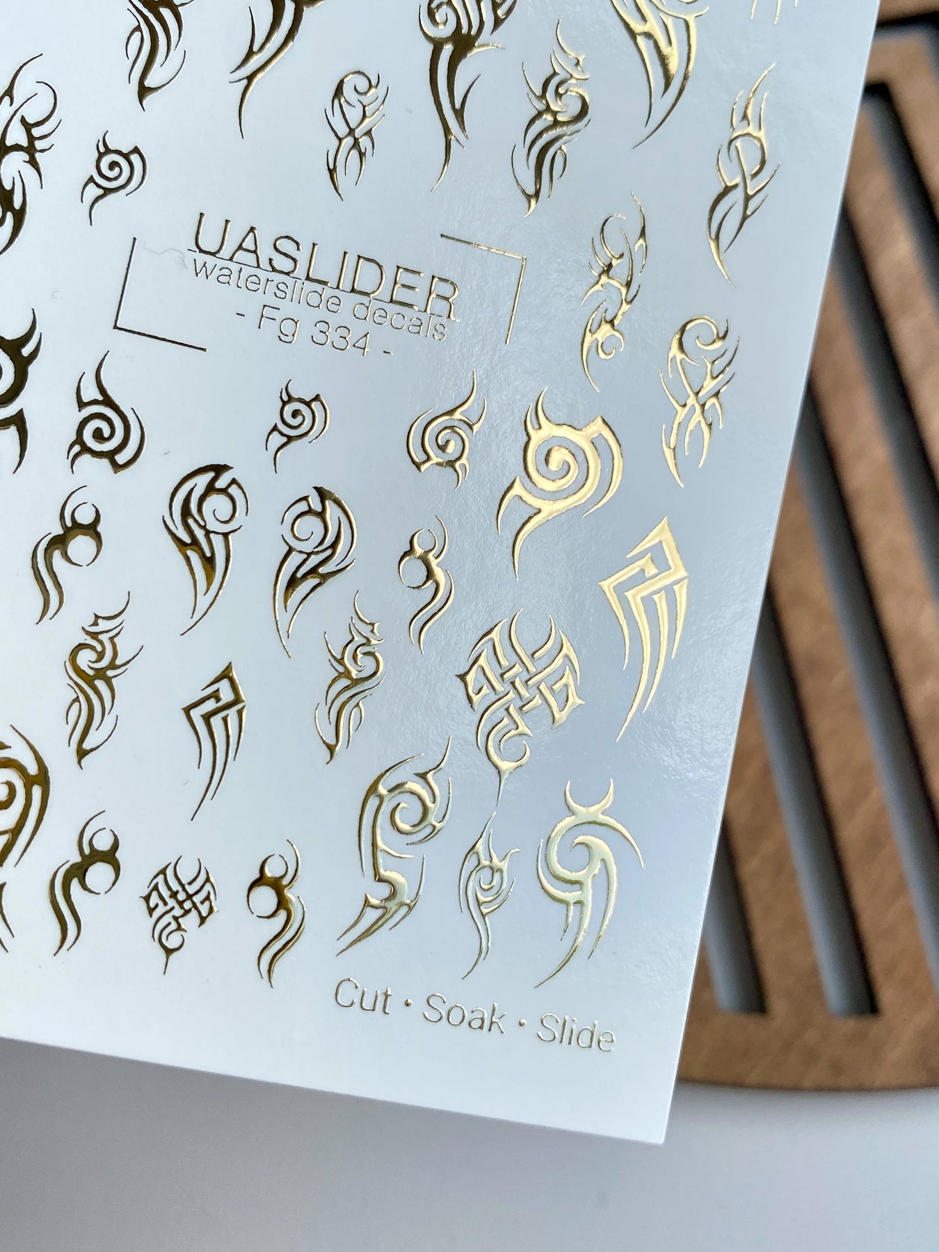 Tribal Nail Decals — Gold Foil Gothic Tattoo Designs | Fg - 334 - UASLIDER