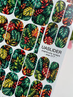 Tropical Leaves Manicure Nail Wraps — Dark Jungle Print | mw-017 - UASLIDER
