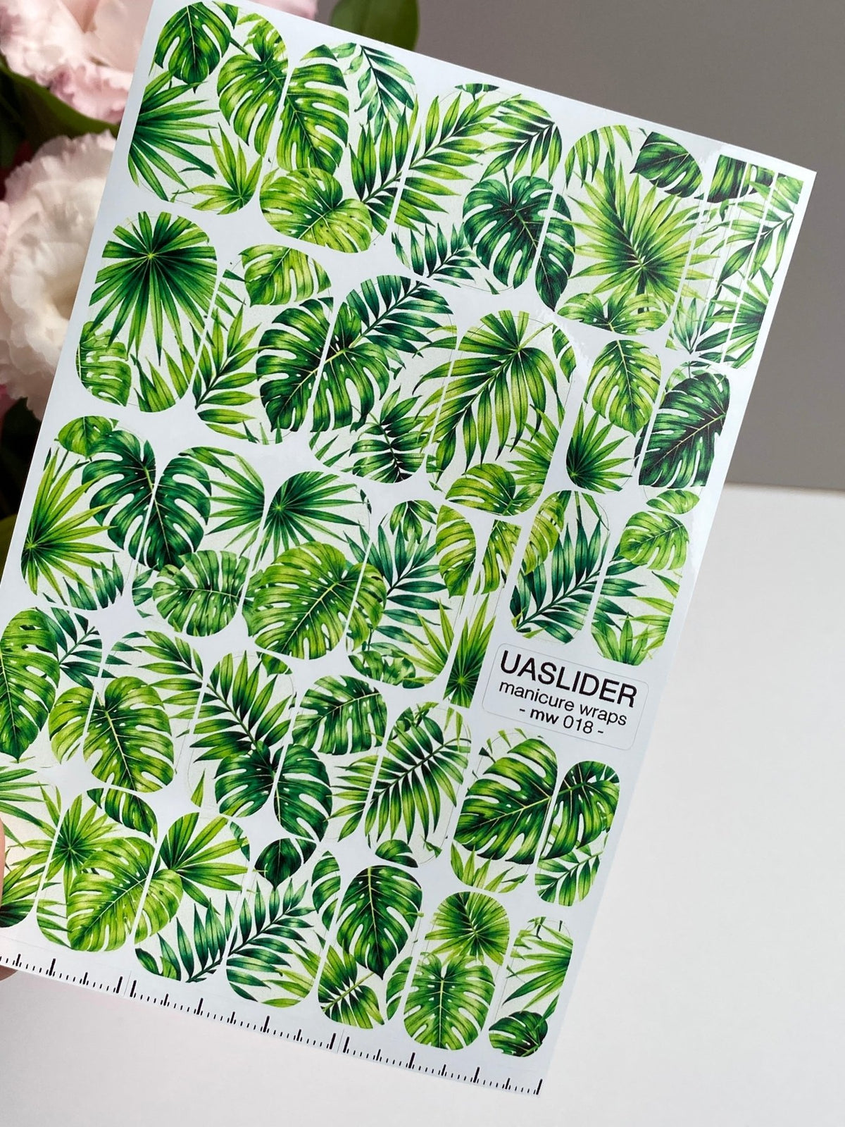 Tropical Leaves Manicure Wraps — Green Monstera & Palm | mw-018 - UASLIDER
