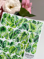 Tropical Leaves Manicure Wraps — Green Monstera & Palm | mw-018 - UASLIDER