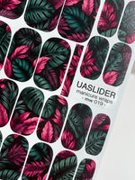 Tropical Leaves Manicure Wraps — Pink & Dark Green | mw-019 - UASLIDER