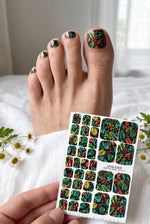 Tropical Leaves Pedicure Nail Wraps — Dark Jungle Monstera & Palms | PW-017 - UASLIDER