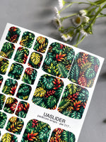Tropical Leaves Pedicure Nail Wraps — Dark Jungle Monstera & Palms | PW-017 - UASLIDER