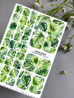 Tropical Leaves Pedicure Nail Wraps — Green Monstera & Palm on White | PW-018 - UASLIDER