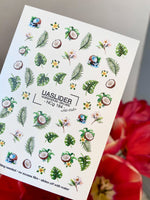 Tropical Nail Decals — Coconut, Monstera & Plumeria Flowers | NCg-184 - UASLIDER