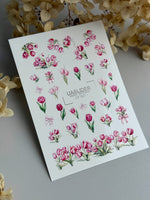 Tulip Nail Decals — Pink Botanical Bouquets with Bows & Gold Foil | CF - 827 - UASLIDER
