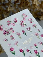 Tulip Nail Decals — Pink Botanical Bouquets with Bows & Gold Foil | CF - 827 - UASLIDER