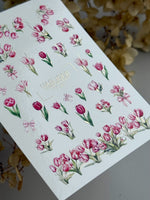 Tulip Nail Decals — Pink Botanical Bouquets with Bows & Gold Foil | CF - 827 - UASLIDER