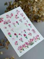 Tulip Nail Decals — Pink Botanical Bouquets with Bows & Gold Foil | CF - 827 - UASLIDER