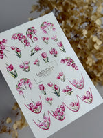 Tulip Nail Decals — Pink Floral Bouquets & French Tips | CF - 837 - UASLIDER