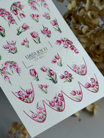Tulip Nail Decals — Pink Floral Bouquets & French Tips | CF - 837 - UASLIDER