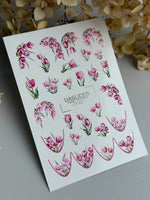 Tulip Nail Decals — Pink Floral Bouquets & French Tips | CF - 837 - UASLIDER