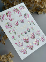 Tulip Nail Decals — Soft Pink Watercolor Bouquets & Gold Foil | CF - 828 - UASLIDER