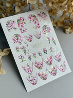 Tulip Nail Decals — Soft Pink Watercolor Bouquets & Gold Foil | CF - 828 - UASLIDER