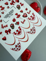 Valentine Heart Nail Decals — Red Love Gold Foil | CF - 798 - UASLIDER