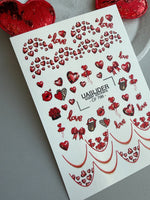 Valentine Heart Nail Decals — Red Love Gold Foil | CF - 798 - UASLIDER