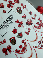 Valentine Heart Nail Decals — Red Love Gold Foil | CF - 798 - UASLIDER