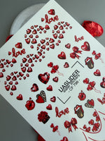 Valentine Heart Nail Decals — Red Love Gold Foil | CF - 798 - UASLIDER